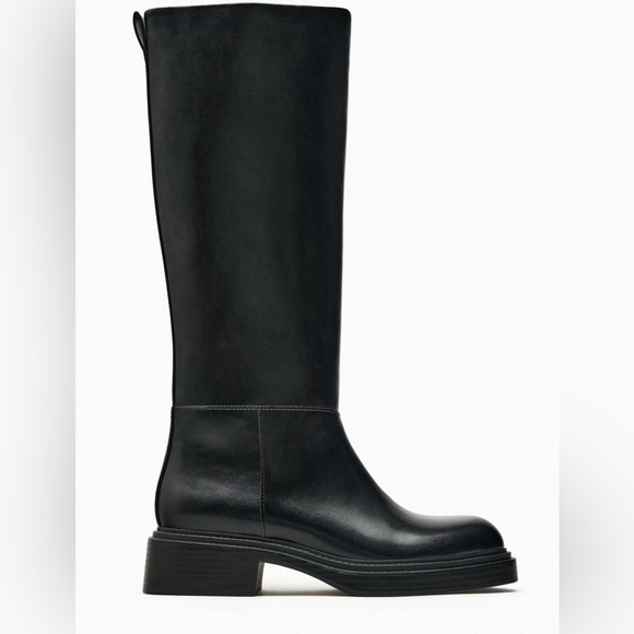 NWT- Zara FLAT KNEE HIGH BOOTS-9 - Picture 3 of 13